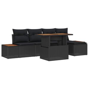 vidaXL Градински Софа Комплект със съхранение 6 pcs Черно Полиратан