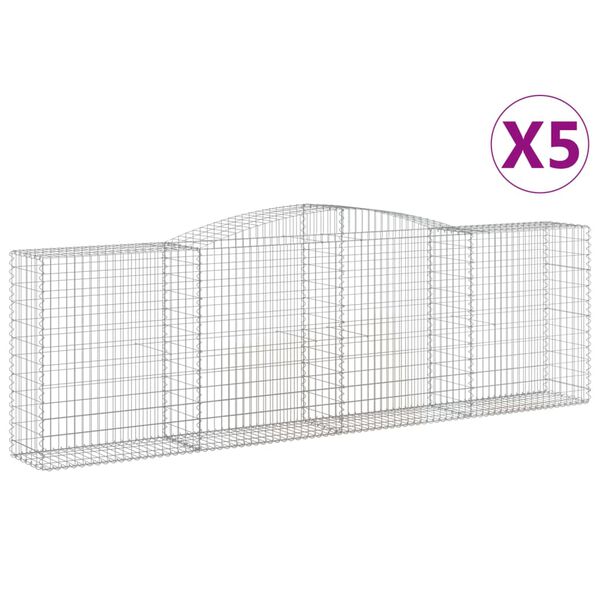 vidaXL Габионни кошници арка 5 бр 400x50x120/140см поцинковано желязо