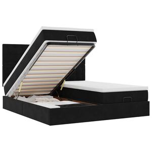 vidaXL Османска легло с матраци и LED, черно, 200x200 см, кадифе