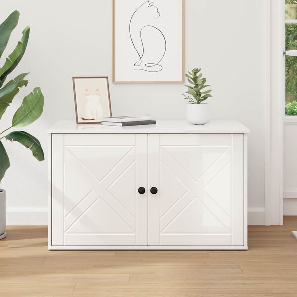 vidaXL Къща за котки Гланц бяло 85 x 55 x 50 см Инженерно дърво