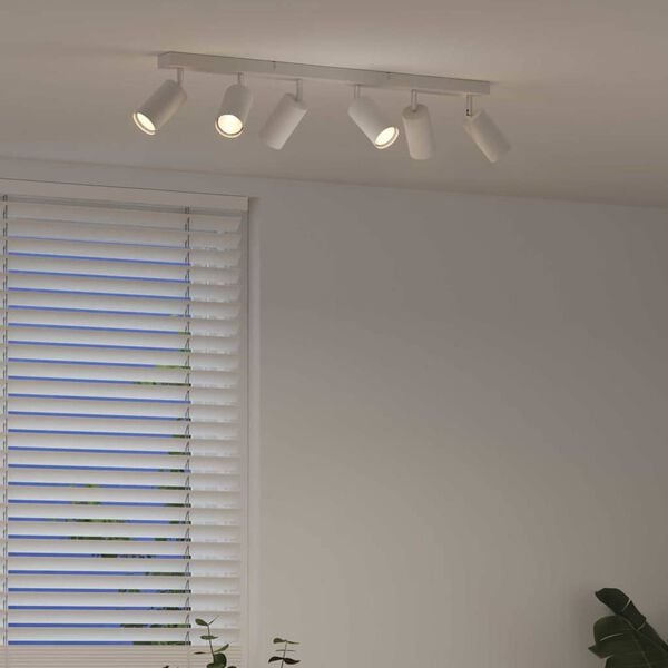 vidaXL Таванен спот с прожектори Бяло 73 x 6 x 16 см Метал