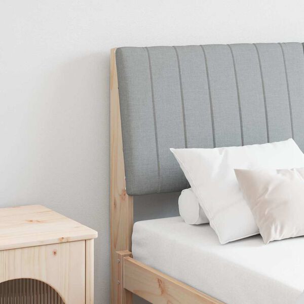 vidaXL Тапицирана табла Светлосиво 135 cm Солидно борово дърво