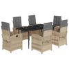 vidaXL Градински комплект с възглавници 7 части бежов микс полиратан