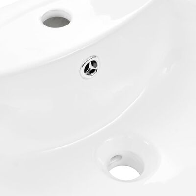 vidaXL Свободностояща мивка с пиедестал керамична бяла 520x440x190 мм