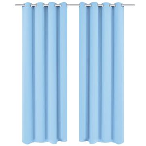 vidaXL Затъмняващи завеси с метални халки, 2 бр, 135x175 см, тюркоаз