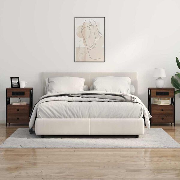 vidaXL Нощен шкаф с чекмедже Кафяв дъб 40 x 31 x 60 см Инженерно дърво