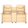 vidaXL 2-местен масажен реклайнер с държач за чаша, кремав