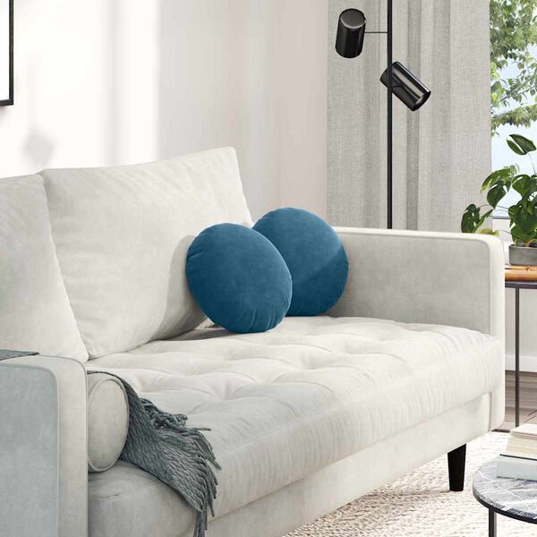 vidaXL Възглавници за седалки 2 pcs Синьо &Oslash; 40 x 13 см Кадифе