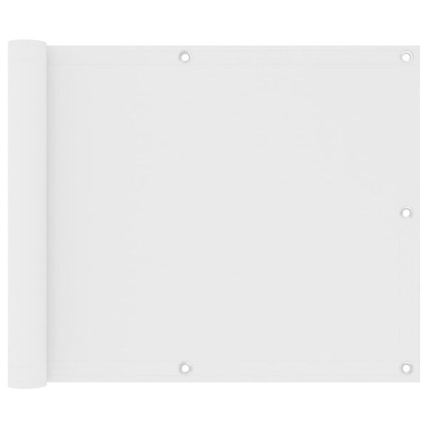 vidaXL Балконски параван, бял, 75x600 см, оксфорд плат