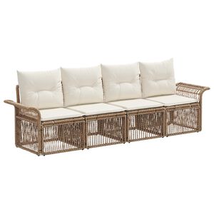 vidaXL Градински Софа Комплект 4 pcs Бежово полиратан