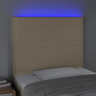 vidaXL LED горна табла за легло, кремава, 100x5x118/128 см, плат