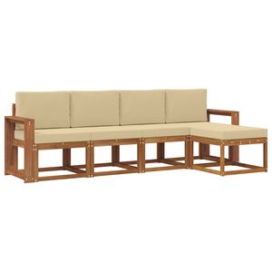 vidaXL Комплект дивани за открито 5 pcs Натурален и Бежов