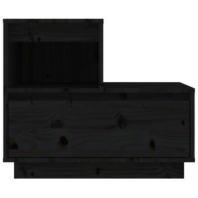 vidaXL Нощни шкафчета, 2 бр, черни, 60x34x51 см, борово дърво масив
