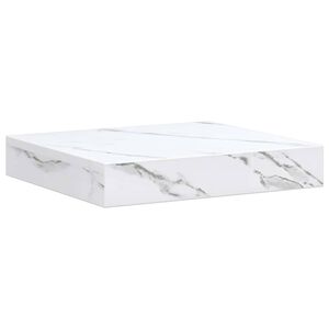 vidaXL Стенен рафт Монтиране на стена Бял мрамор 23 x 23,5 x 3,8 cm