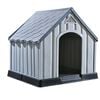 vidaXL Къща за кучета, сива, 92x87x91 см, пластмаса