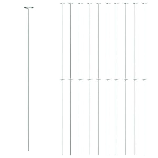 vidaXL Колове за градински растения 20 бр тъмнозелени 91 см стомана