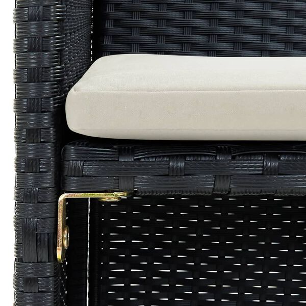 vidaXL 2-местен градински диван с възглавници, черен, полиратан