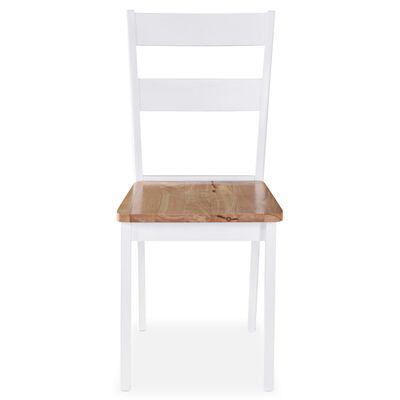 vidaXL Трапезни столове, 6 бр, бели, каучуково дърво масив