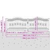 vidaXL Врата за ограда с връх под формата на копие Сив 404 x 125 см