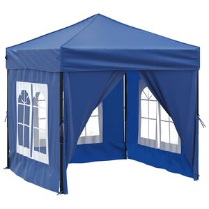 vidaXL Сгъваема парти палатка със странични стени, синя, 2x2 м