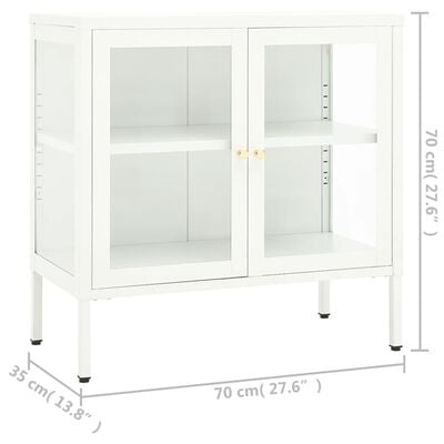 vidaXL Бюфет, бял, 70x35x70 см, стомана и стъкло