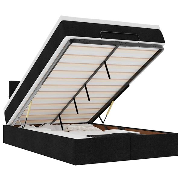 vidaXL Османска легло с матрак и LED, черно, 120x200 см, плат