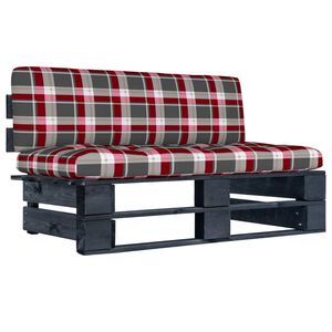 vidaXL Градинска палетен среден диван черно импрегнирано борово дърво