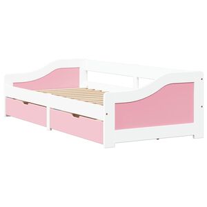 vidaXL Дневно легло с 2 чекмеджета без матрак Бяло&Розово 90x200 cm