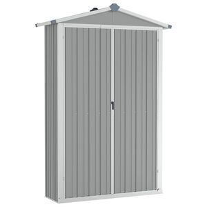 vidaXL Градинска барака, сива, 116x45x175 см, поцинкована стомана