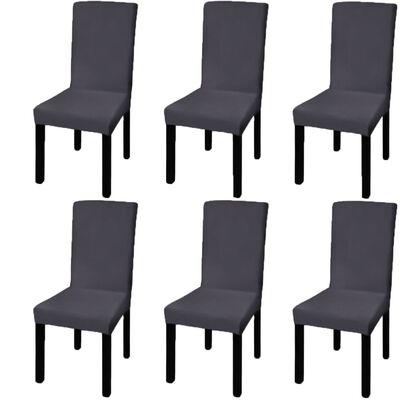 vidaXL Покривни калъфи за столове, еластични, 6 бр, антрацит