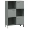 vidaXL Библиотека с метални крака сива 90x35x128,5 см дърво масив OSLO