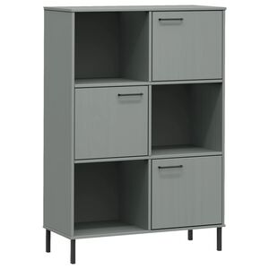 vidaXL Библиотека с метални крака сива 90x35x128,5 см дърво масив OSLO
