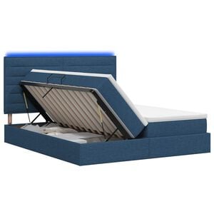 vidaXL LED легло за съхранение с матрак Синьо 180 x 200 cm Текстил