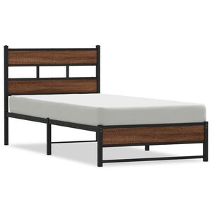 vidaXL Метална рамка за легло без матрак Кафяв дъб 75x190 cm