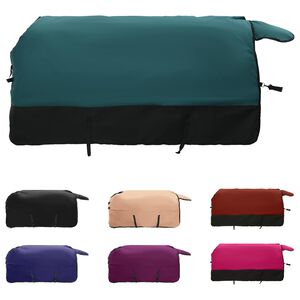 vidaXL Конско одеяло Тъмен зелен и черен 105 cm Полиестер