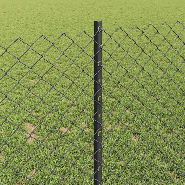 vidaXL Ограда с пост Сив 1 x 25 m Стомана и PVC