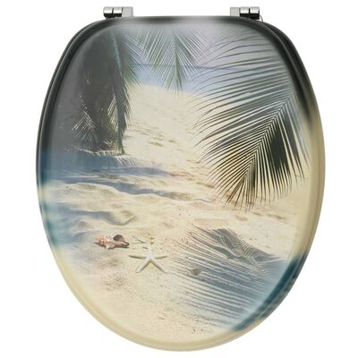 vidaXL WC тоалетни седалки с капак, 2 бр, МДФ, дизайн на плаж