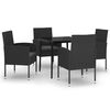 vidaXL Градински трапезен комплект, 5 части, черен