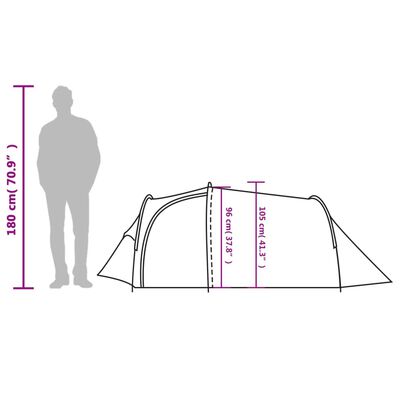 vidaXL Къмпинг палатка тунелна, за 2 души, синя, водоустойчива