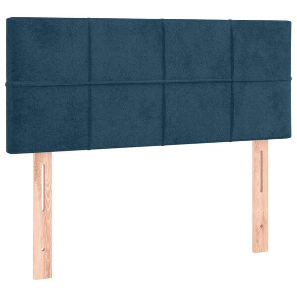 vidaXL LED горна табла за легло, тъмносиня, 100x5x78/88 см, кадифе