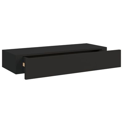 vidaXL Стенни рафтове с чекмеджета, 2 бр, черни, 60x23,5x10 см, МДФ