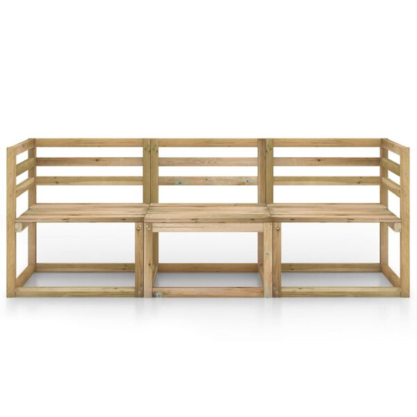 vidaXL 3-местен градински диван борова дървесина зелена импрегнация