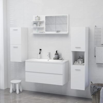 vidaXL Огледало за баня, бял, 90x10,5x45 см, ПДЧ