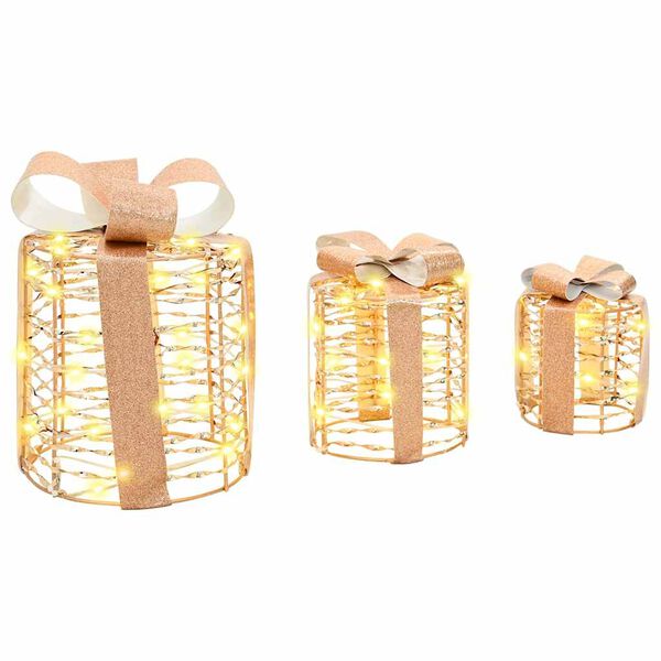 vidaXL Декорация за Подаръчна Кутия 3 pcs Топло бяло PET