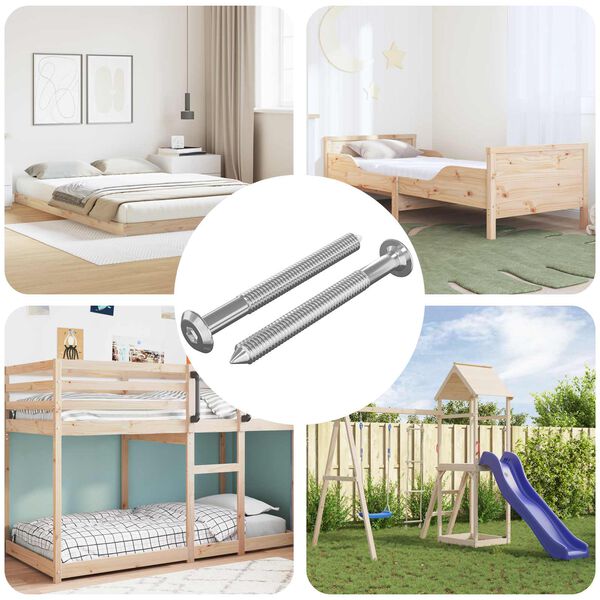 vidaXL Винтове за мебели 2 pcs Сребрист M6 x 60 мм Стомана