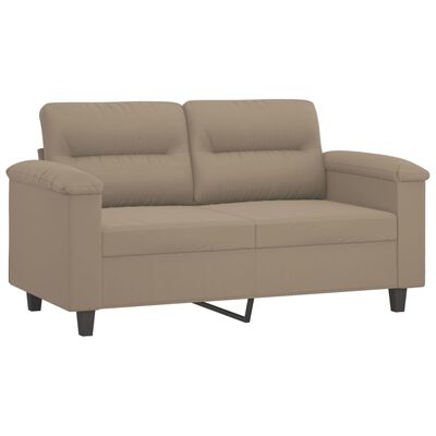vidaXL 2-местен диван с възглавници таупе 120 см микрофибърен плат