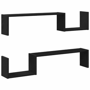 vidaXL Стенен рафт 2 pcs Черния дъб 100 x 15 x 20 см Инженерно дърво