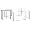 vidaXL Клетка за кучета, сребриста, 6,05 м&sup2;, стомана