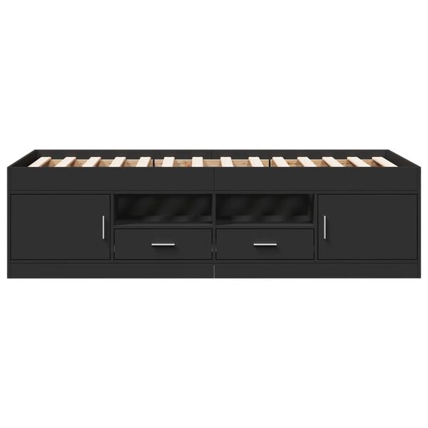 vidaXL Дневно легло с чекмеджета, без матрак, черно, 75x190 см