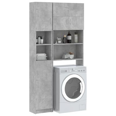 vidaXL Комплект шкафове за пералня, бетонно сив, ПДЧ